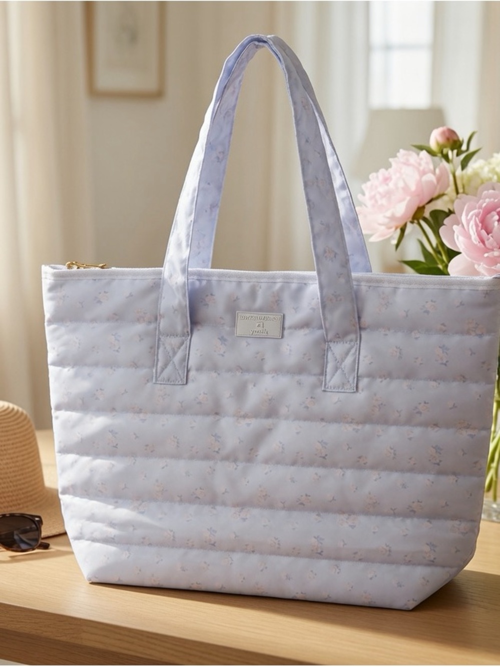 LoveShackFancy Quilted Lavender Floral Tote